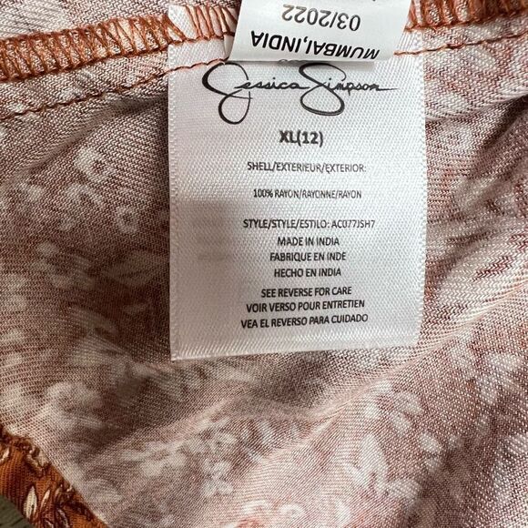 Jessica Simpson Floral Button Down Smock Waist Tunic Skirt Top, Girls XL (12) - Picture 10 of 12